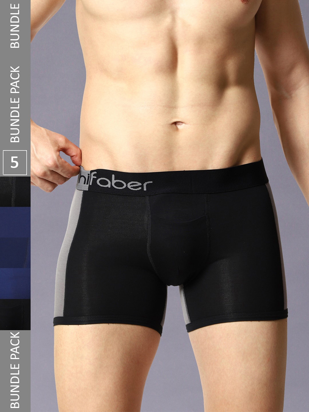 

Hifaber Men Pack Of 5 Colourblocked Trunks H0694 + H0694 + H0695 + H0691 + H0691_S, Grey