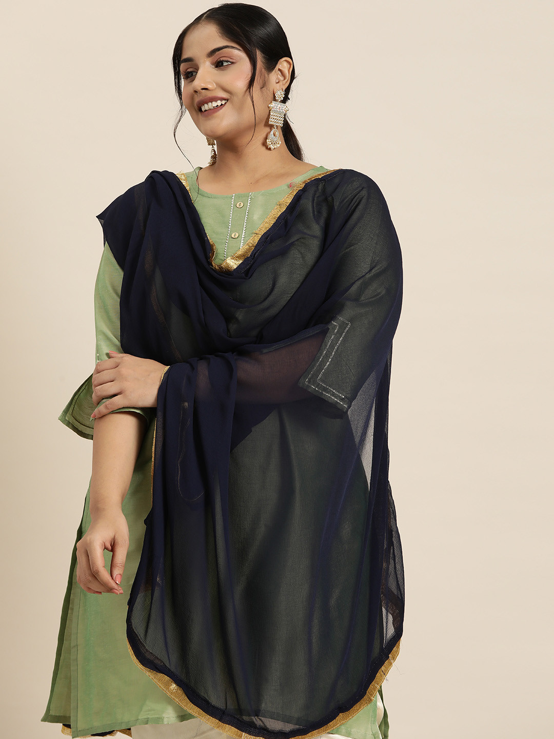 

Sztori Women Gota Patti Dupatta, Navy blue