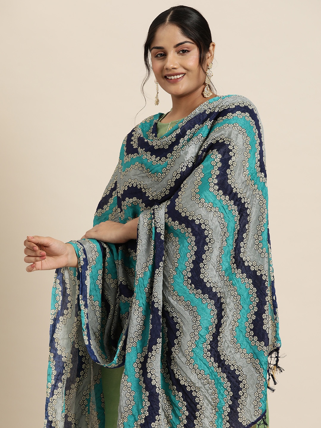 

Sztori Ethnic Motifs Printed Dupatta, Grey