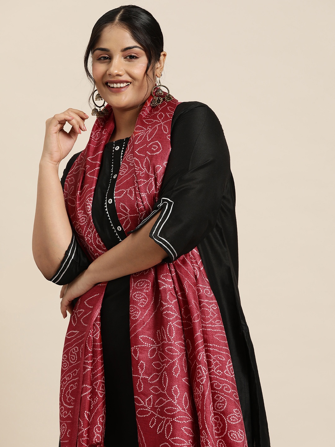 

Sztori Printed Bandhani Dupatta, Maroon