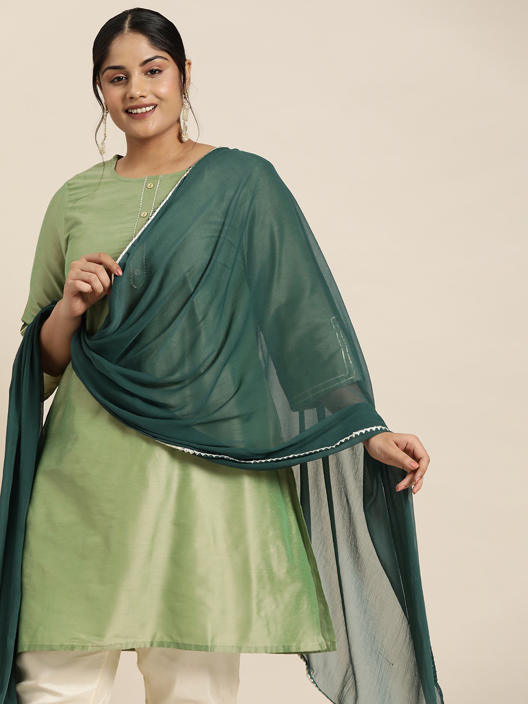 

Sztori Solid Taping Dupatta, Teal