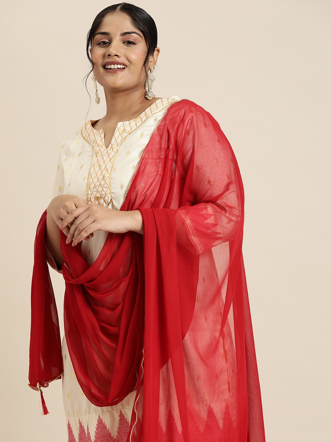 

Sztori Ethnic Motifs Woven Design Dupatta, Maroon