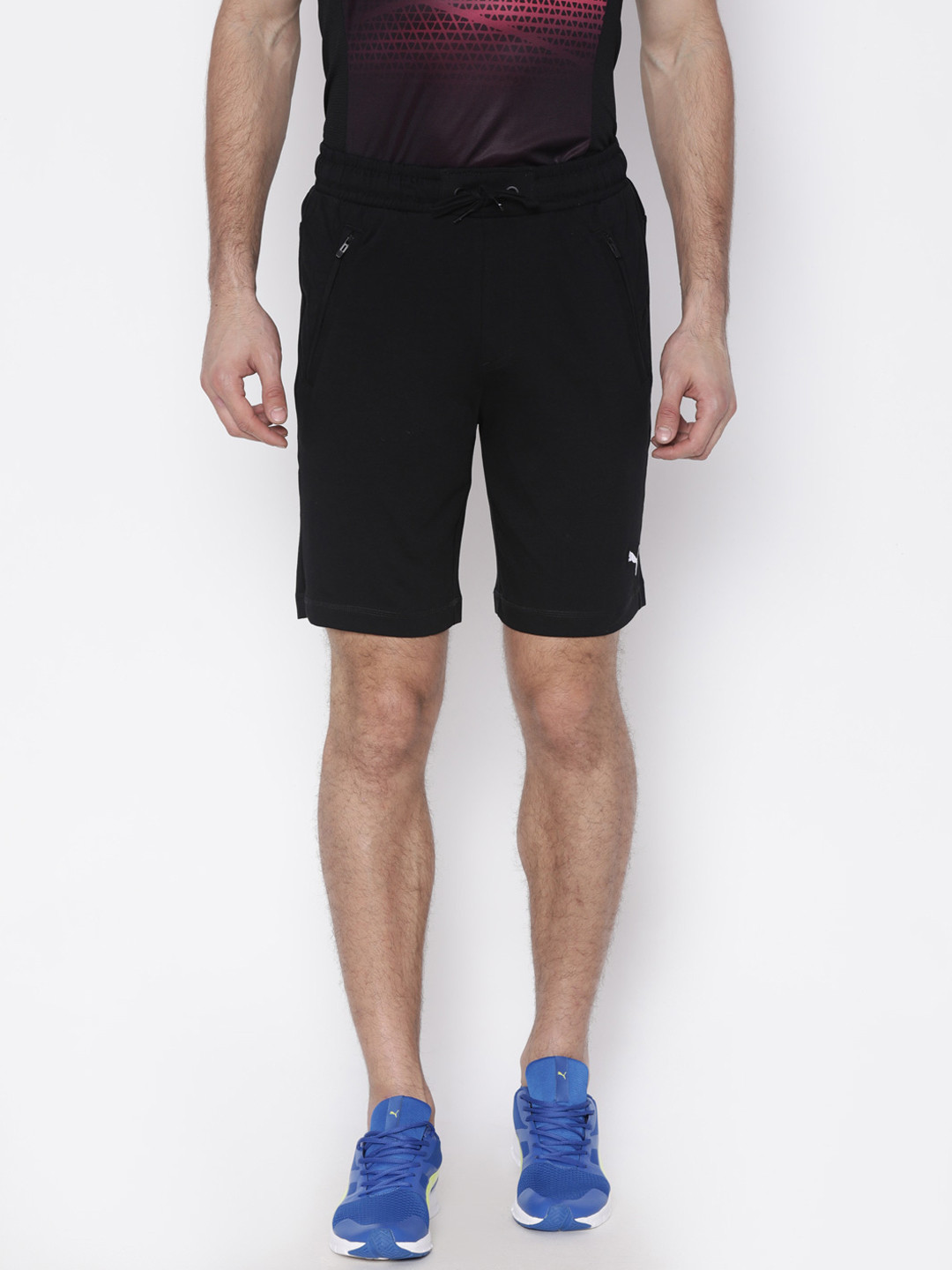 

Puma Men Black Solid Zippered Jersey Shorts 8''