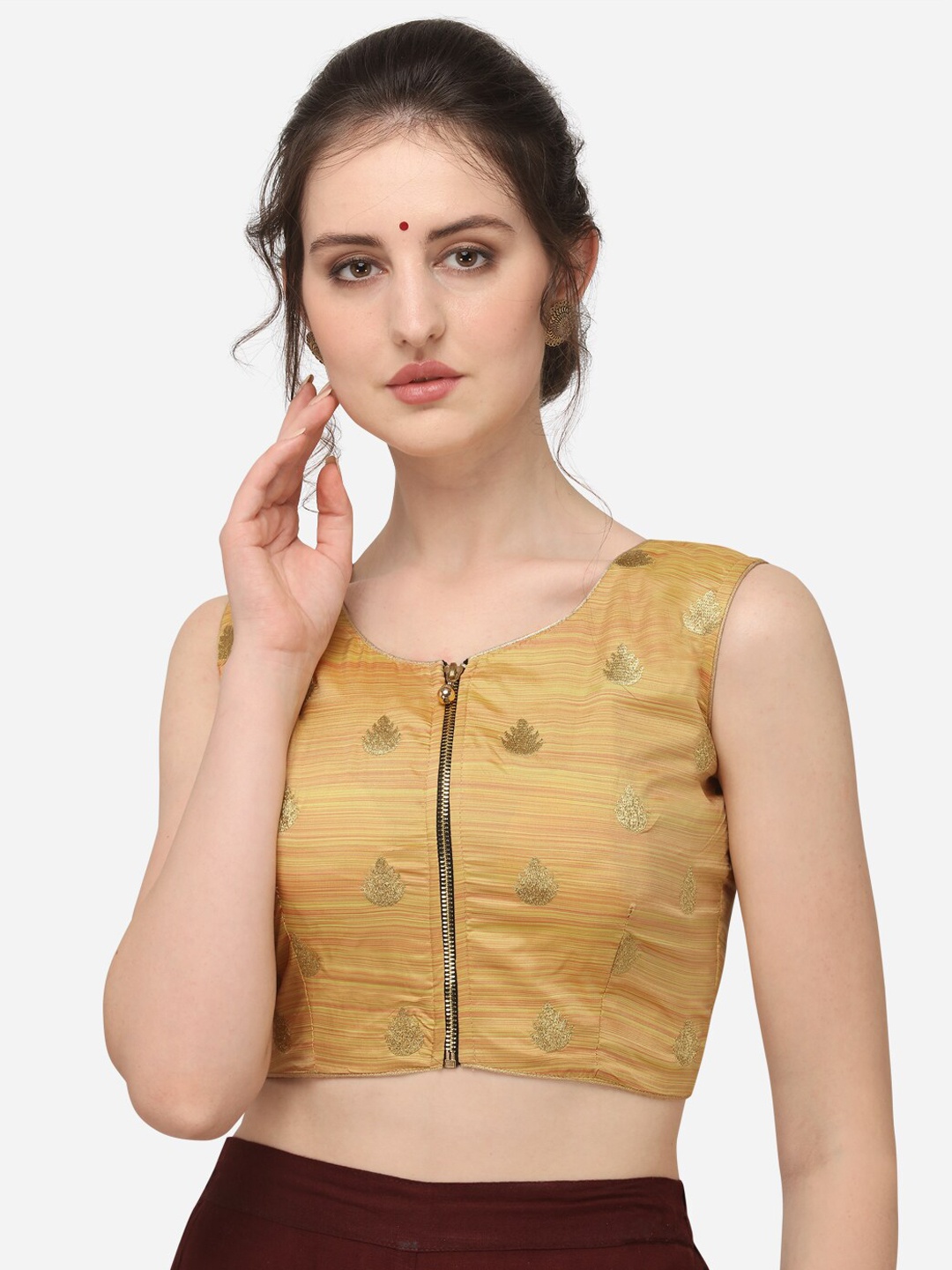 

Amrutam Fab Embroidered Saree Blouse, Yellow