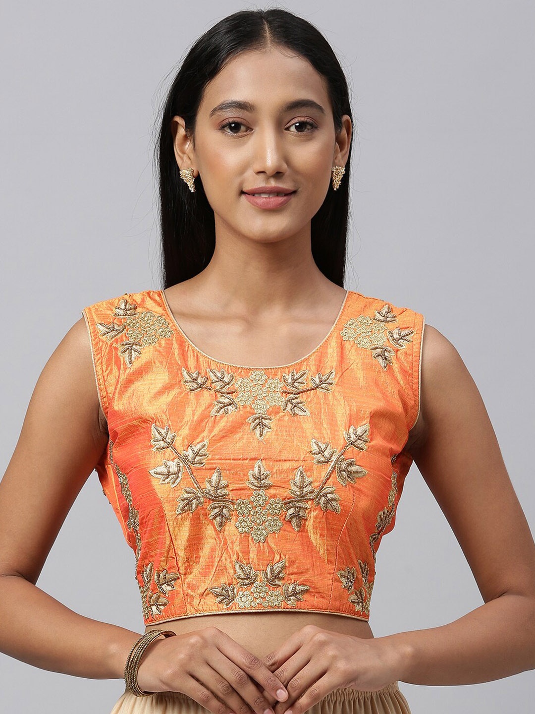 

Amrutam Fab Embroidered Saree Blouse, Orange