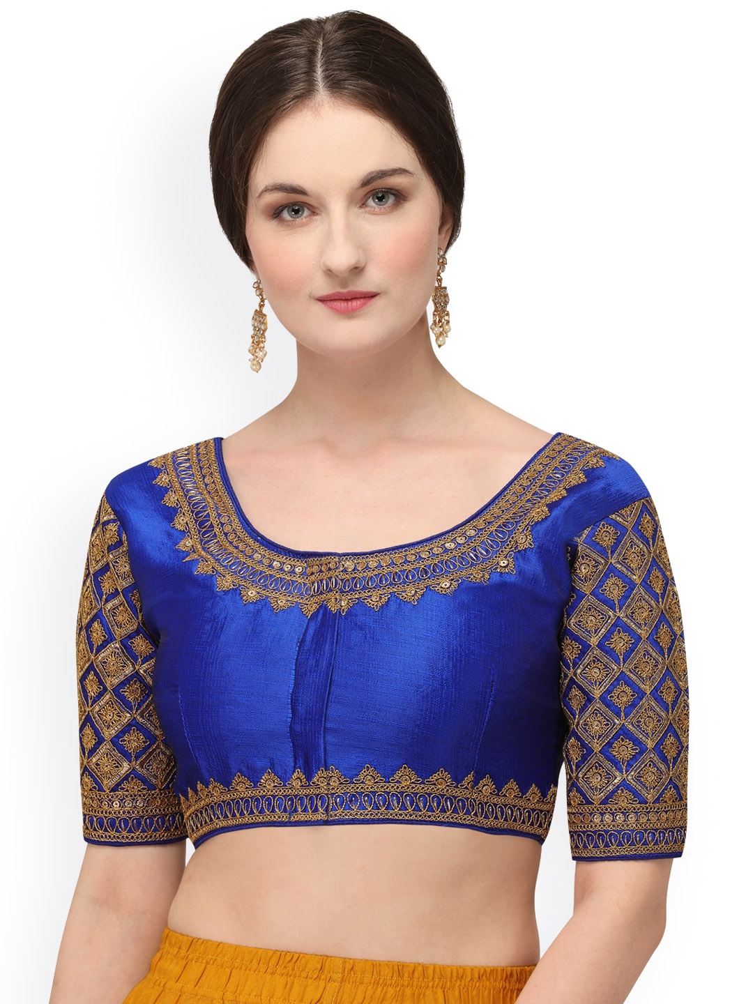 

Amrutam Fab Embroidered Phantom Silk Saree Blouse, Blue