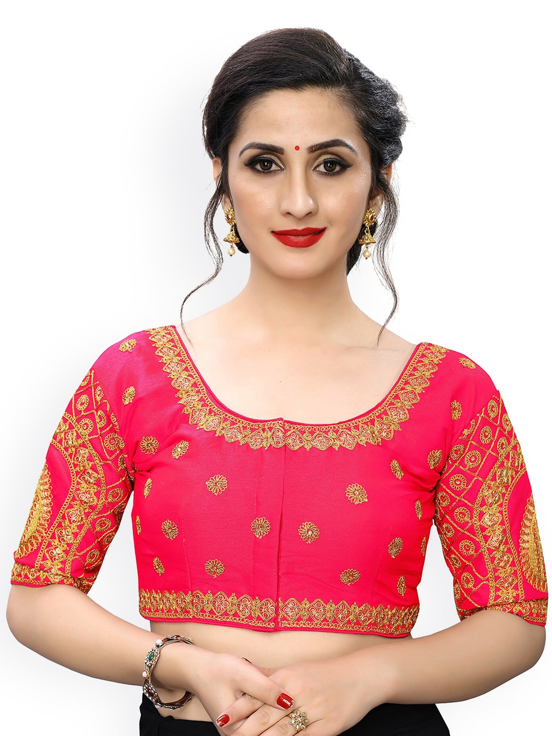 

Amrutam Fab Embroidered Phantom Silk Saree Blouse, Pink