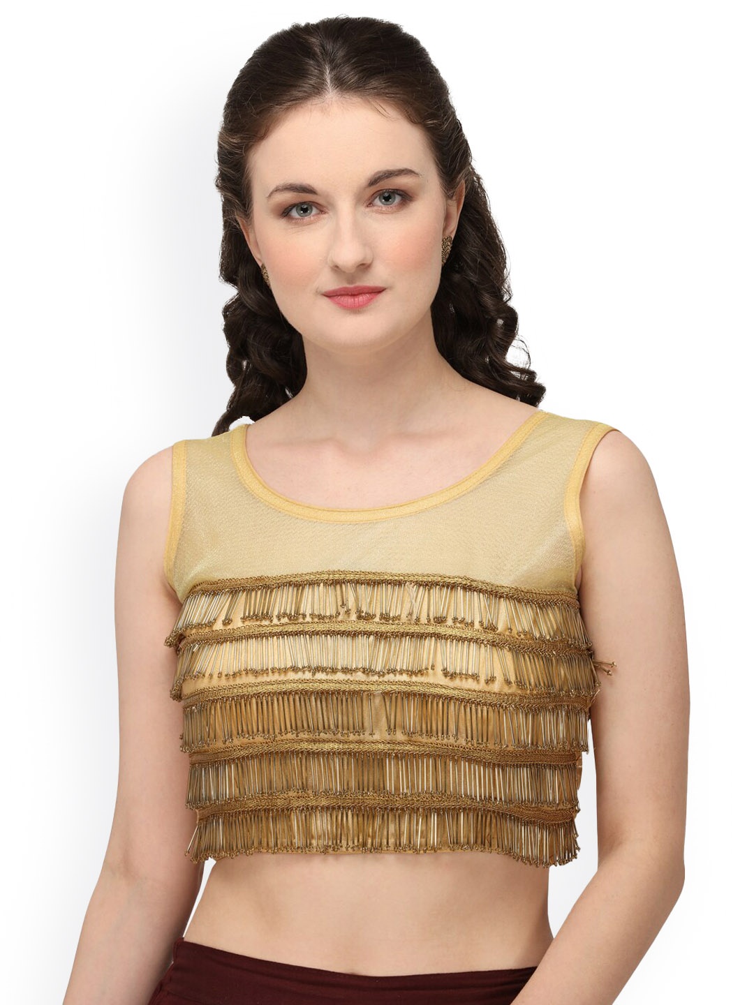 

Amrutam Fab Embellished Saree Blouse, Beige