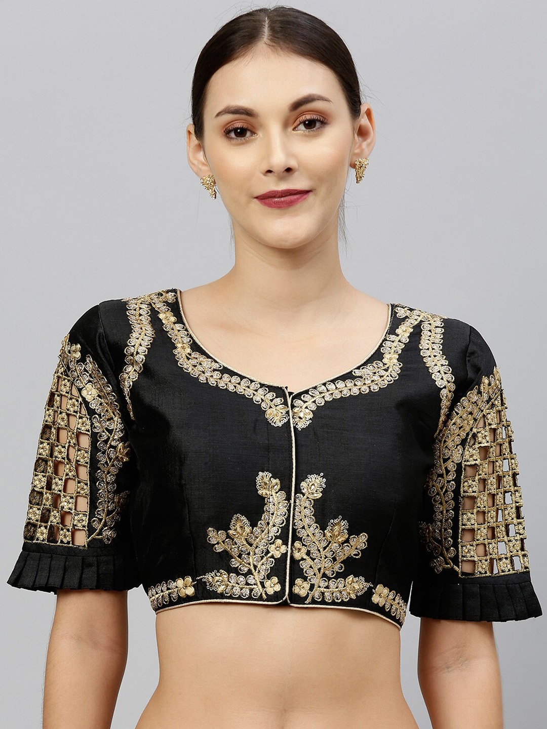 

Amrutam Fab Embroidered Saree Blouse, Black
