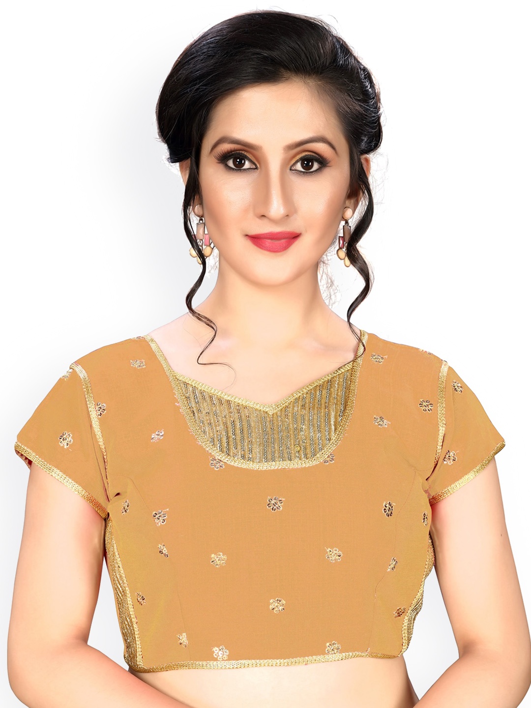 

Amrutam Fab Sequence Embroidered Saree Blouse, Beige