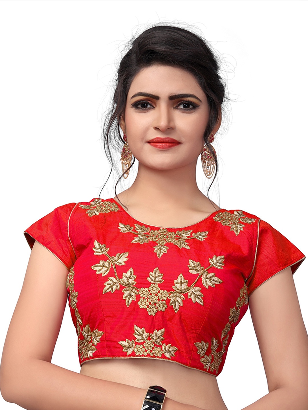 

Amrutam Fab Embroidered Saree Blouse, Red