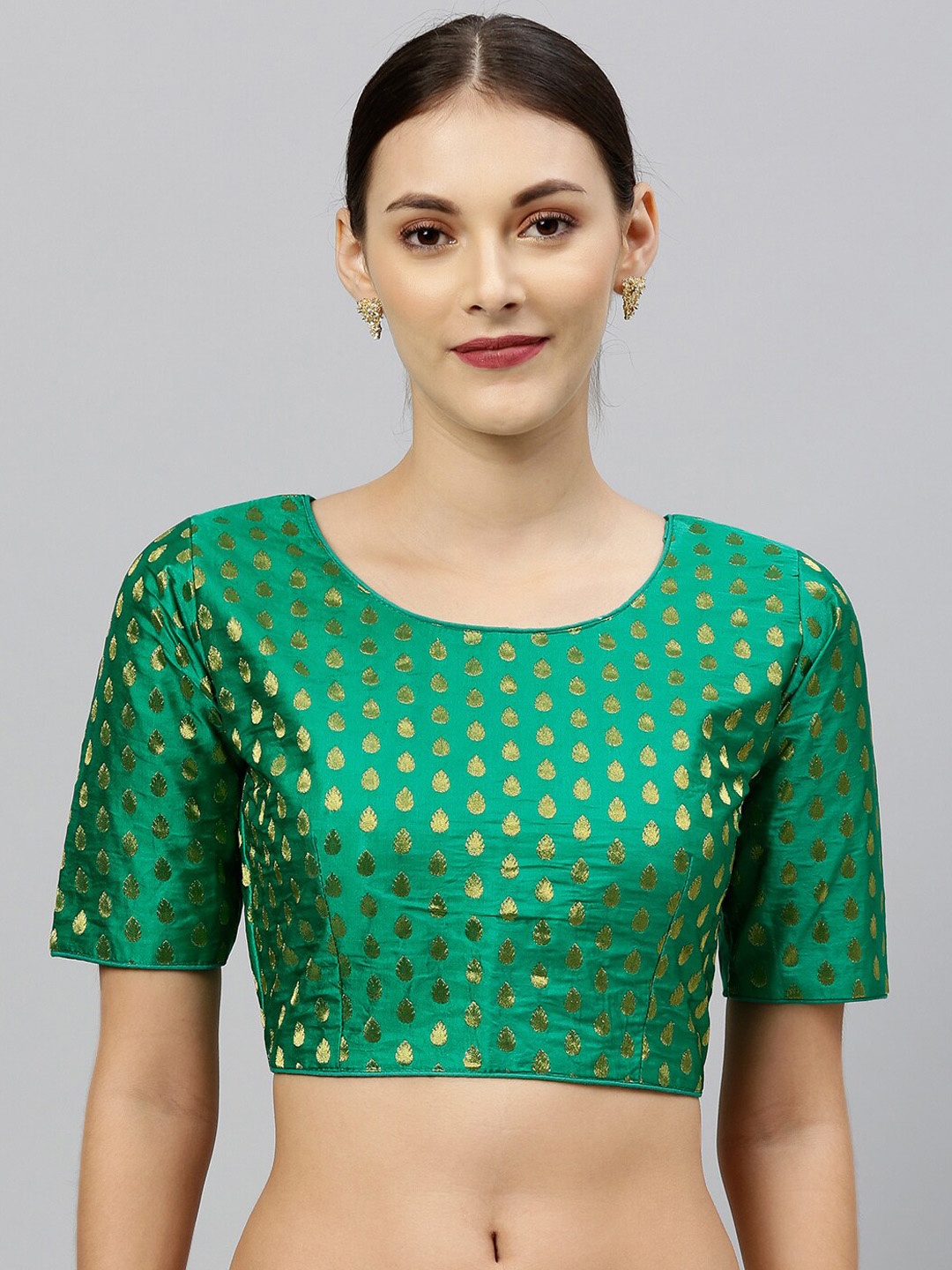 

Amrutam Fab Woven-Design Saree Blouse, Green