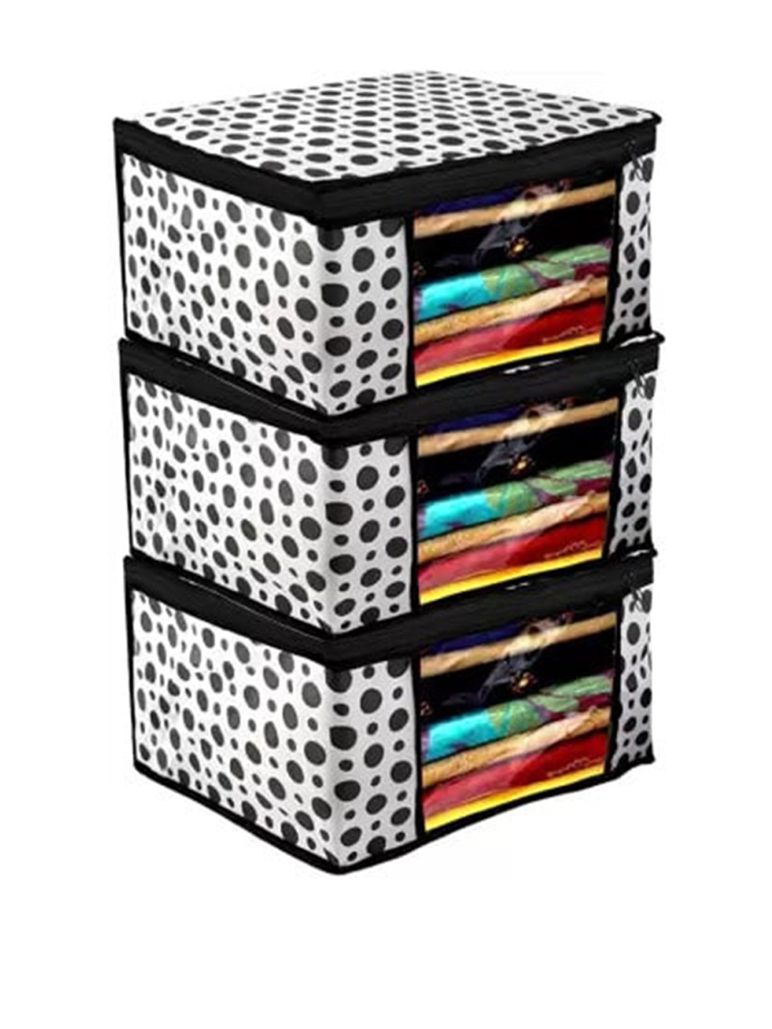 

Perpetual Black 3 Pieces Non-Woven Saree Organiser With Transparent Window