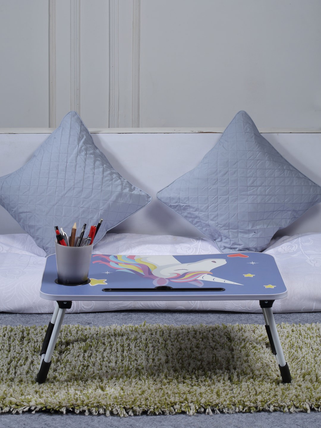 

FABINALIV Kids Purple & White Digitally Printed Foldable Table