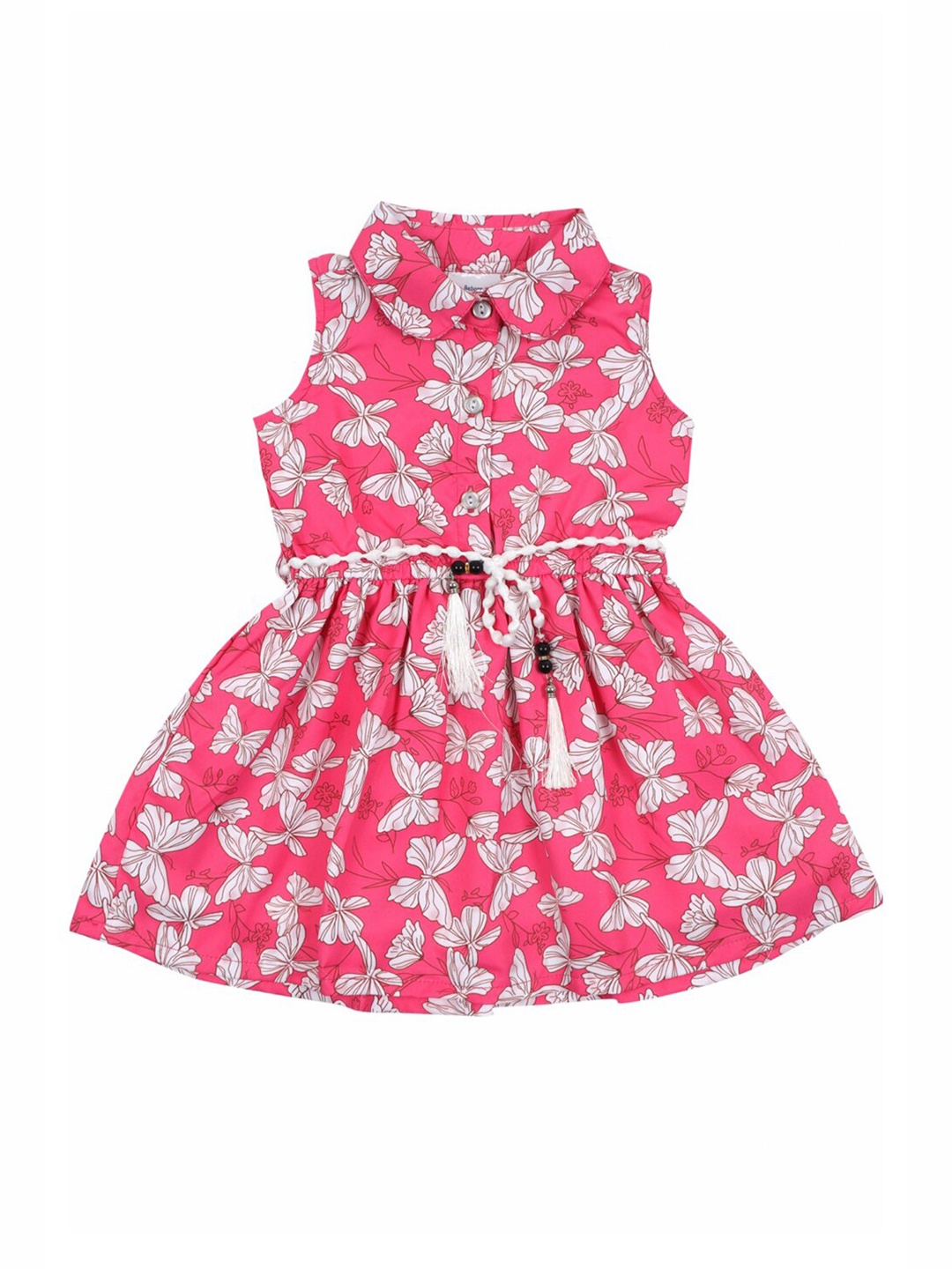 

Doodle Girls Floral Print Satin Fit & Flare Dress, Pink