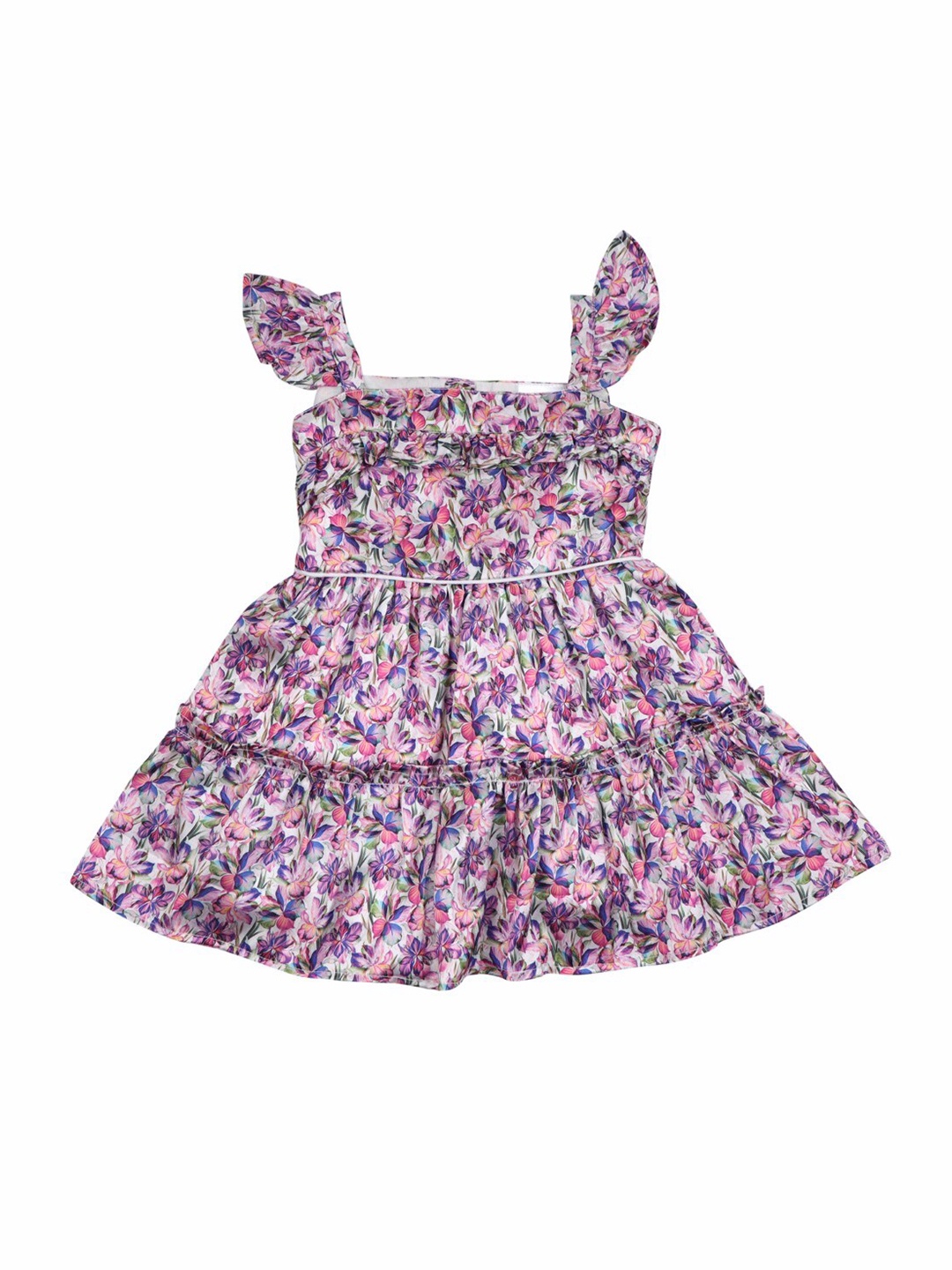 

Doodle Girls Floral Printed Shoulder Strap A-line Dress, Purple