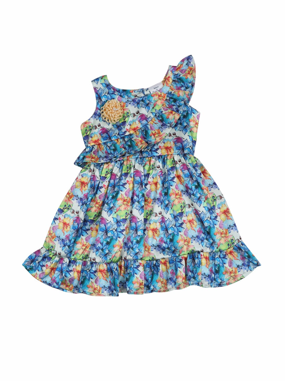 

Doodle Girls Floral Print Ruffles Fit & Flare Dress, Blue