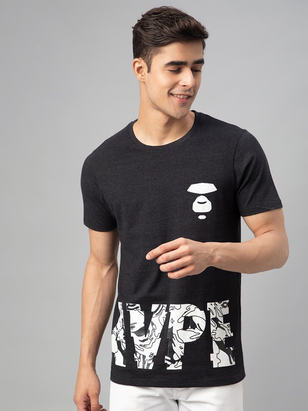 

FTX Typography Printed Round Neck T-shirt, Black