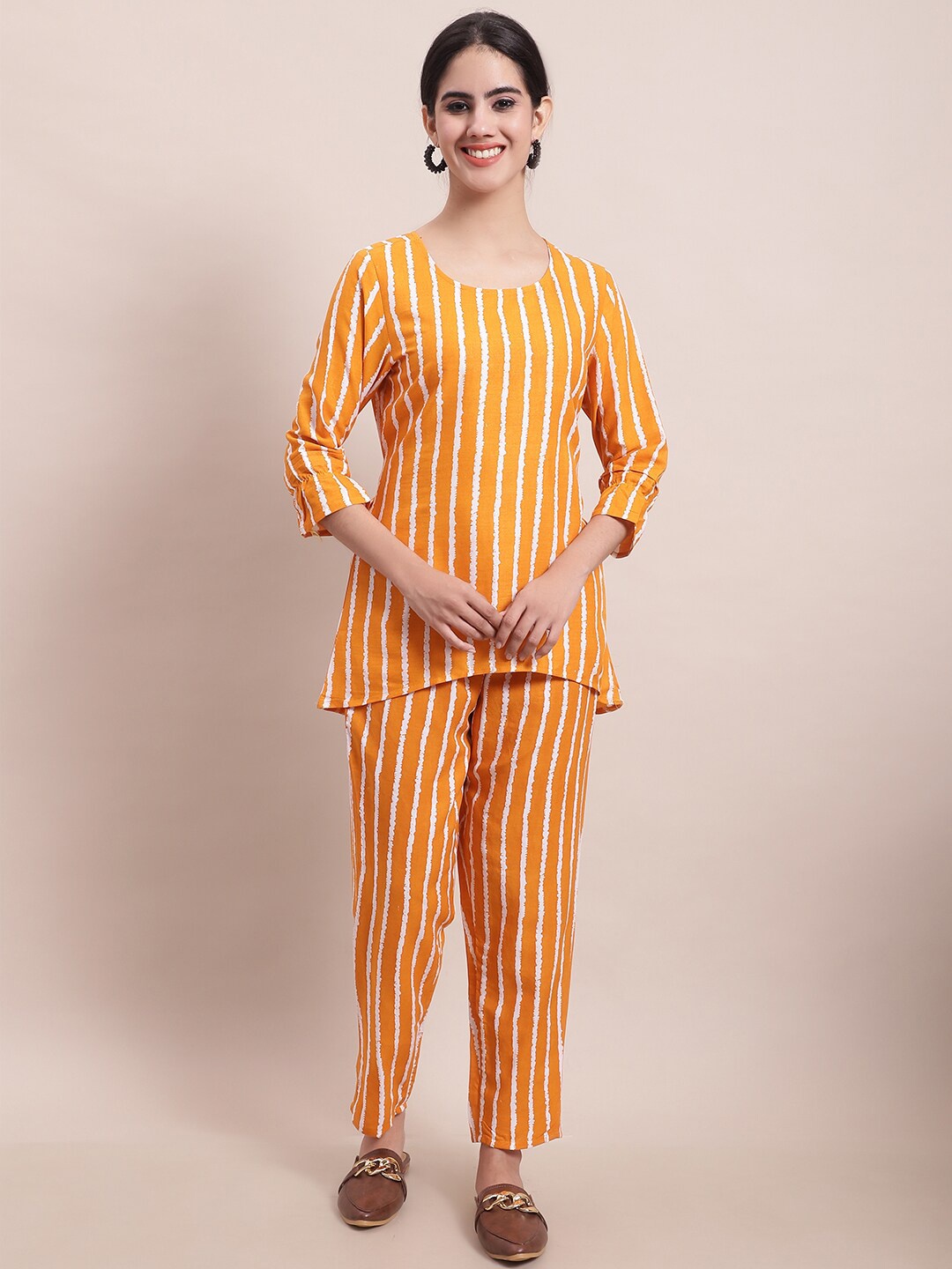 

KALINI Striped Top With Trousers Co-Ords, Yellow