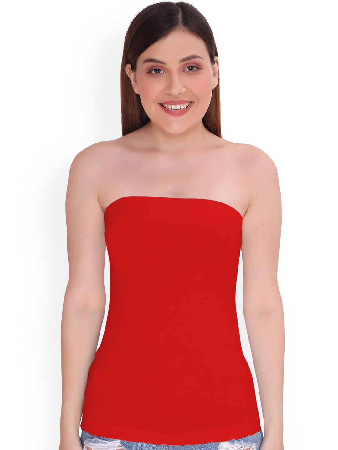 

PLUMBURY Strapless Non-Padded Tube Camisole, Red