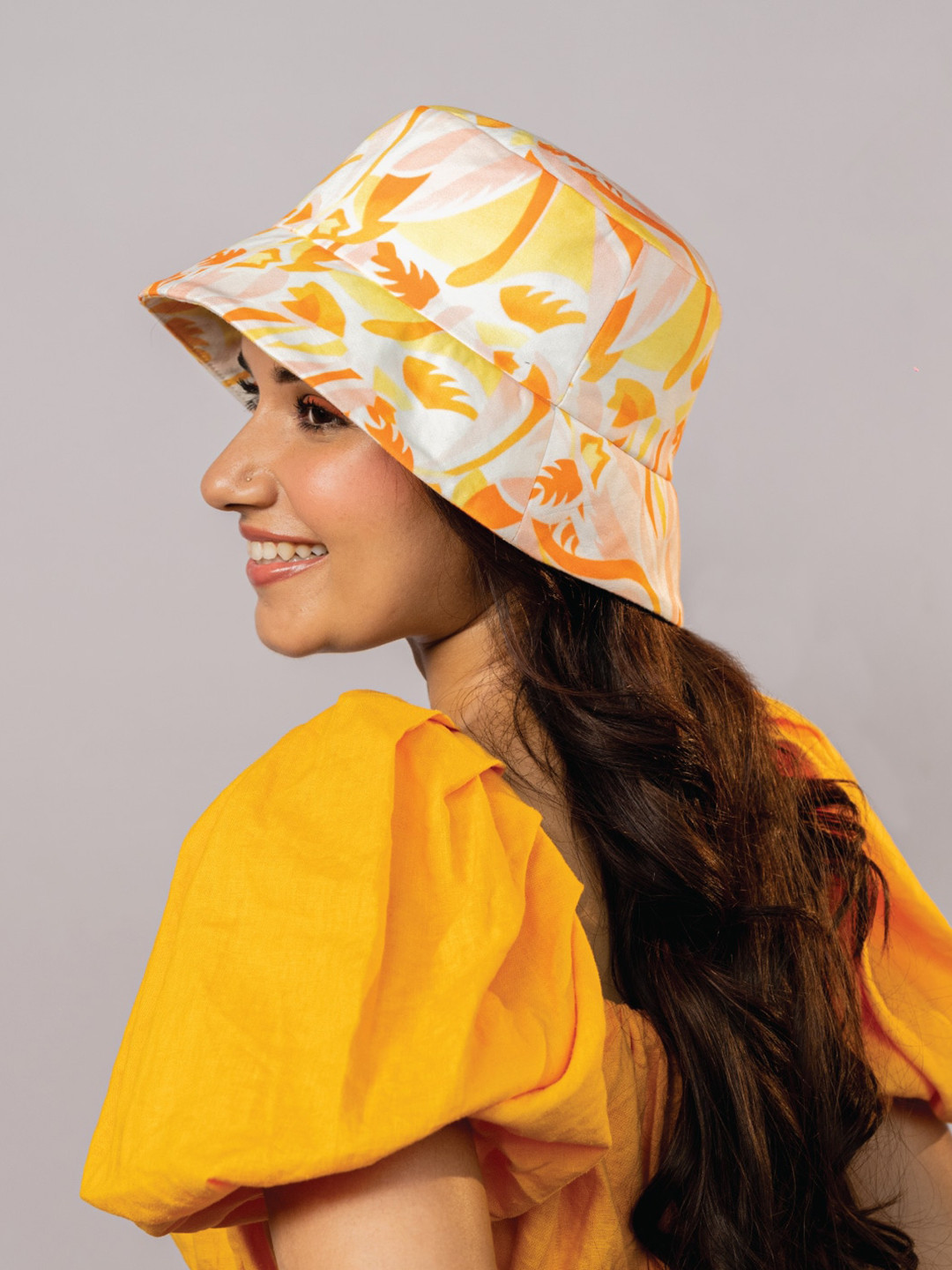 

HAIR DRAMA CO. Women Floral Summer Sorbet Bucket Hat, Yellow