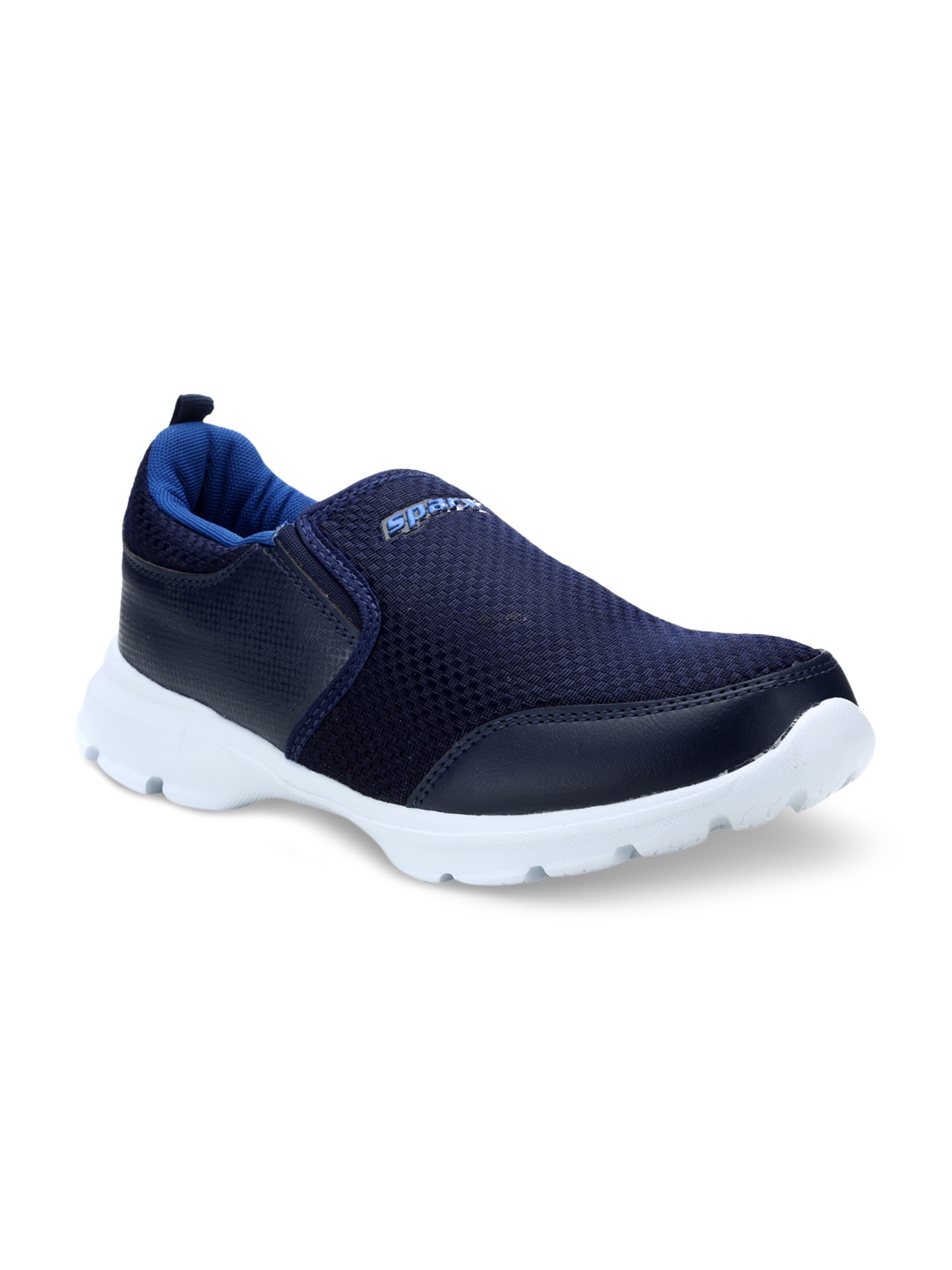 

Sparx Men Navy Blue Textured Mesh Mid-Top Sneakers