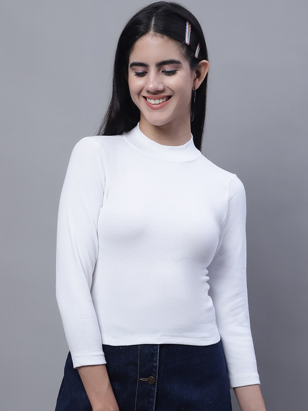 

FBAR High Neck Cotton Top, White