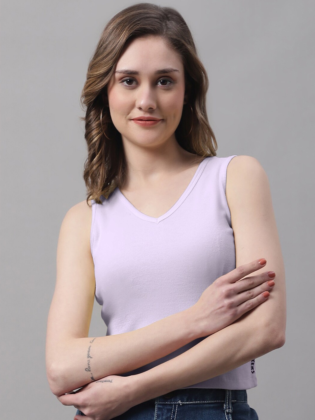 

FBAR V-Neck Sleeveless Cotton Top, Purple