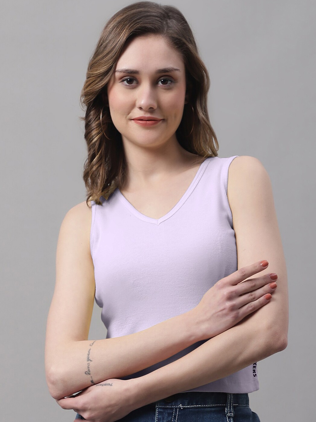 

FBAR V-Neck Cotton Top, Purple