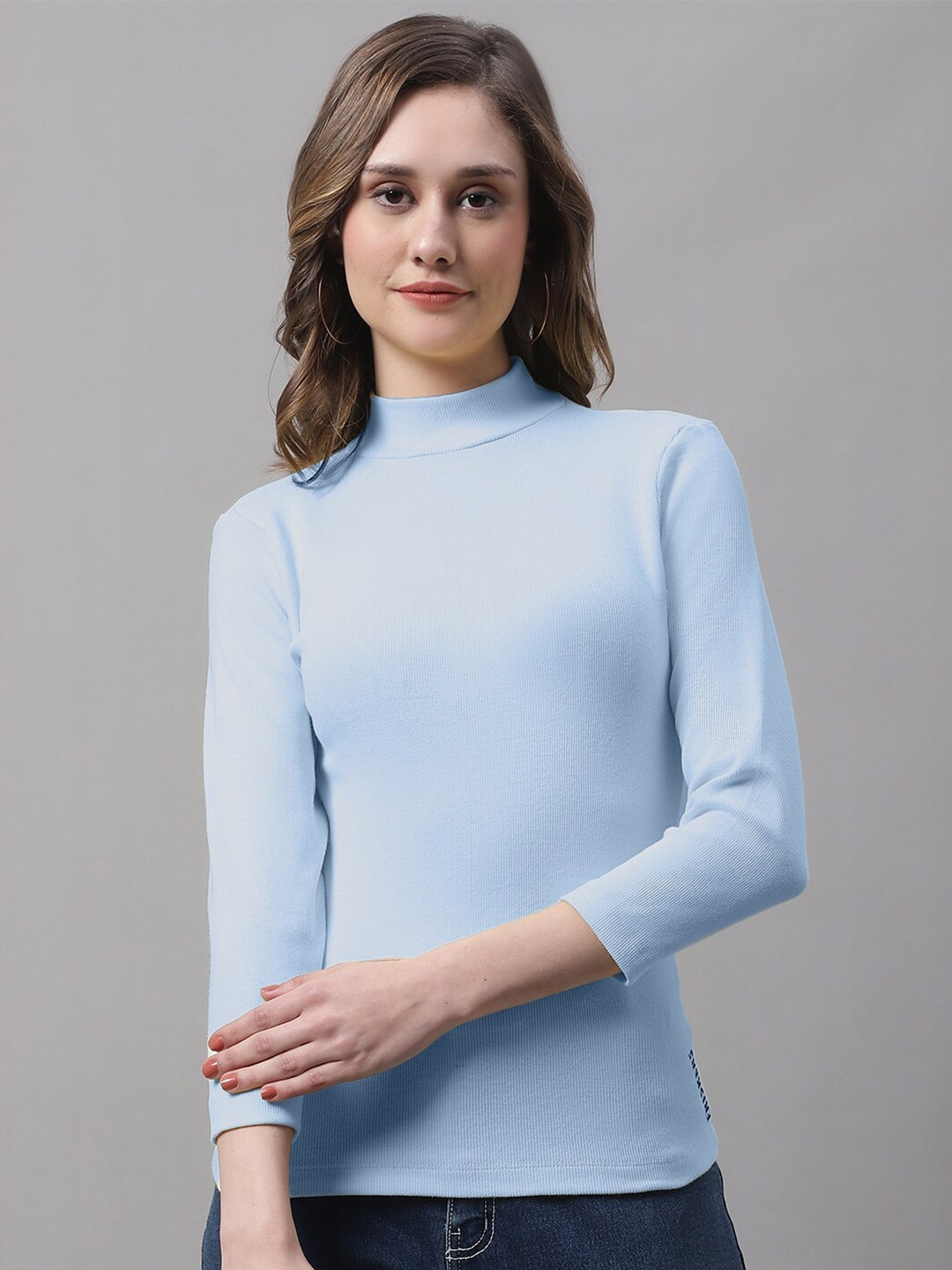

FBAR High Neck Cotton Top, Turquoise blue