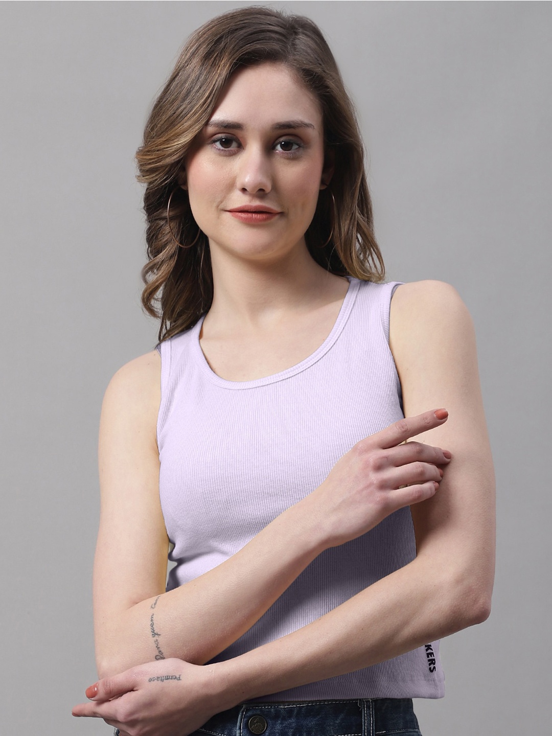 

FBAR Round Neck Cotton Tank Top, Lavender