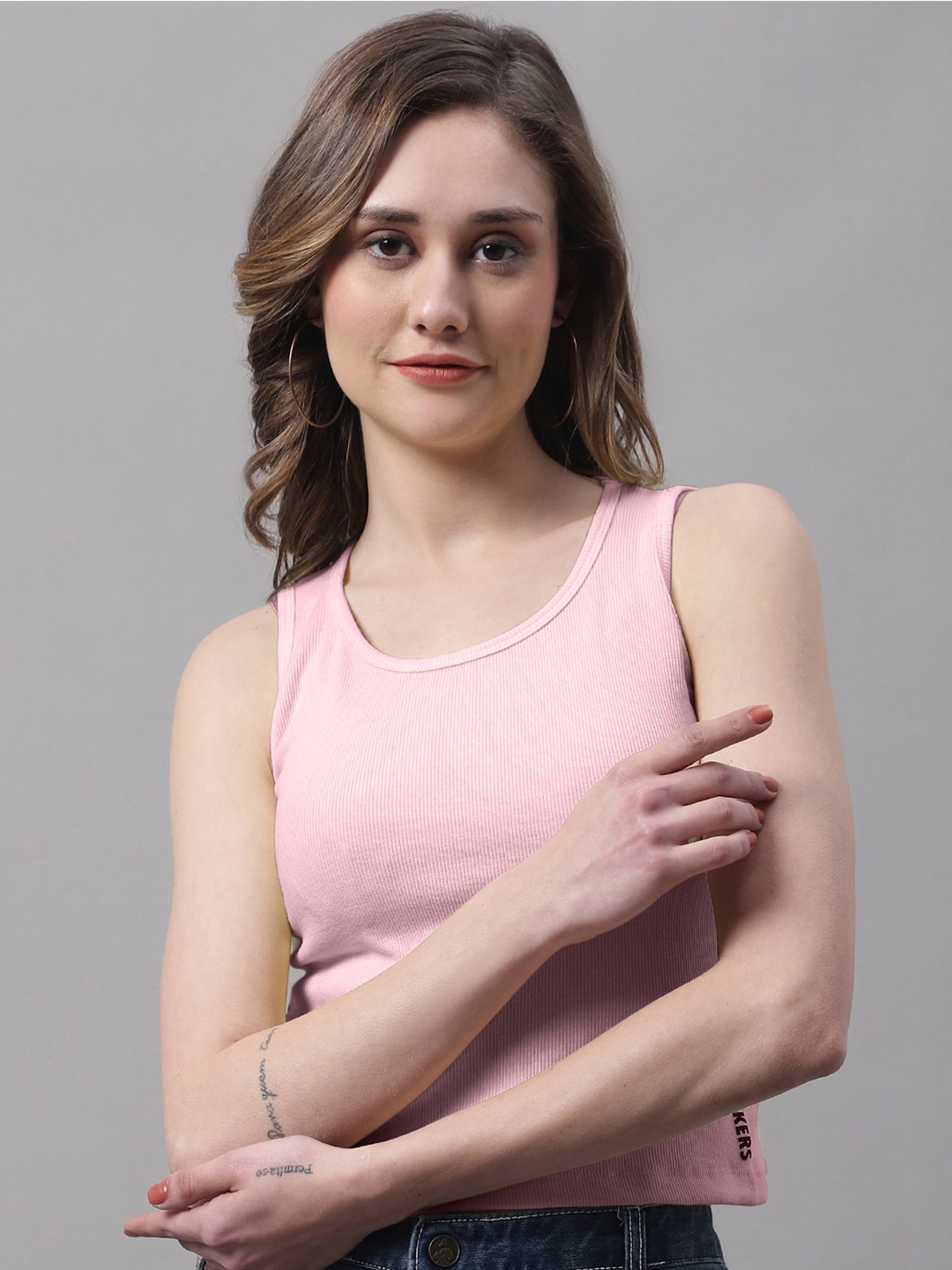 

FBAR Coral Cotton Sleeveless Crop Top, Pink