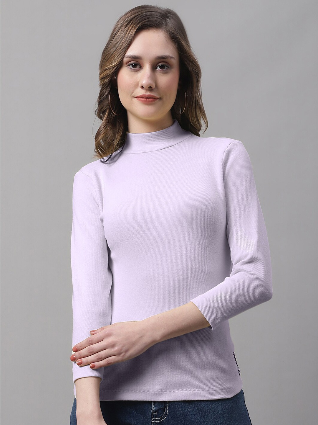 

FBAR High Neck Cotton Regular Top, Purple