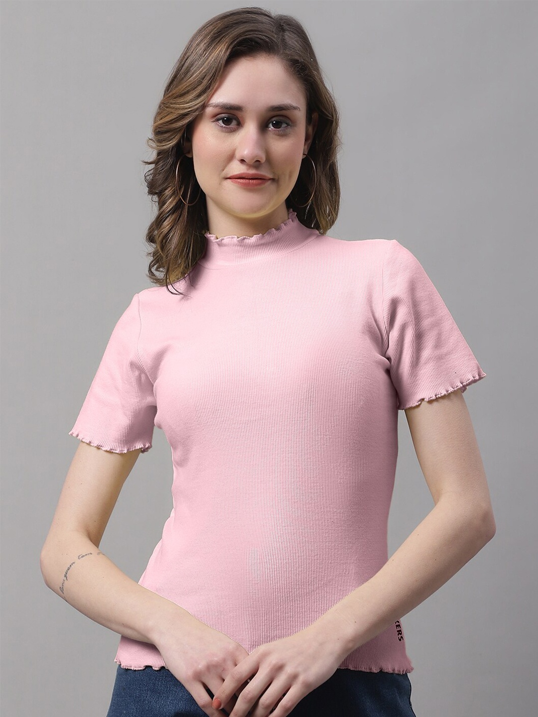 

FBAR Turtle Neck Cotton Top, Pink