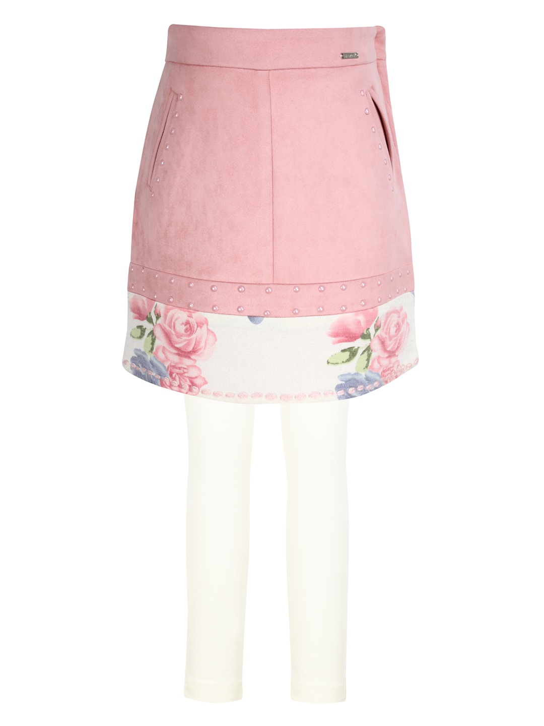 

CUTECUMBER Pink & Cream Coloured Winter Skirt with Leggings