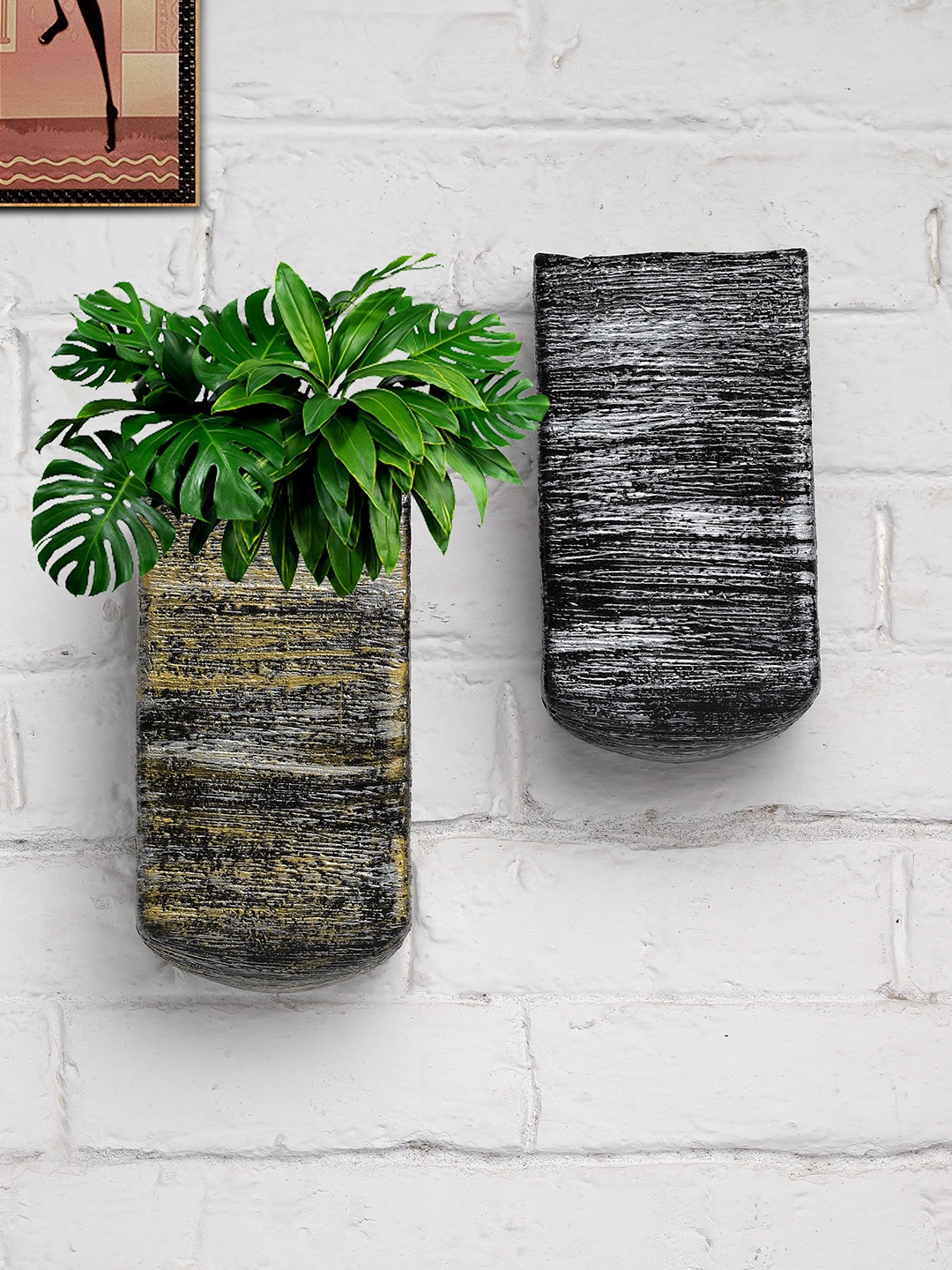 

Stylespace by Isha Black & Silver Toned 2 Pcs Plastic Wall Hanging Planter