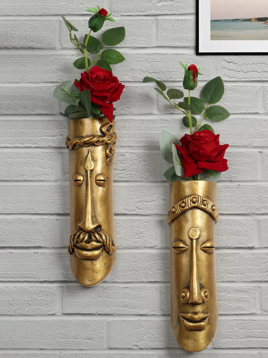 

Stylespace by Isha Gold-Toned 2 Pieces Textured Wall Mounted Planters