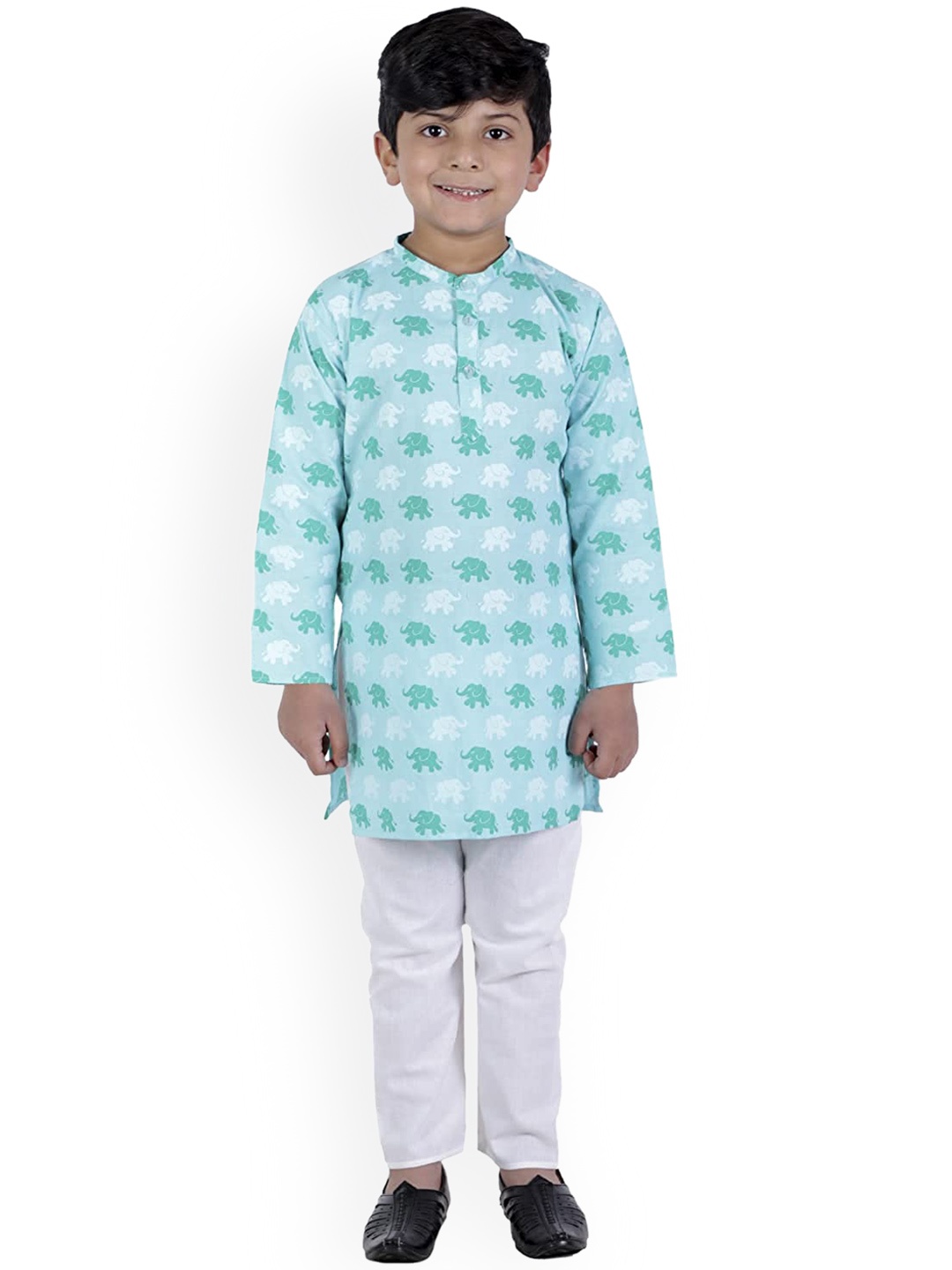 

BAESD Boys Conversational Printed Kurta with Pyjamas, Green