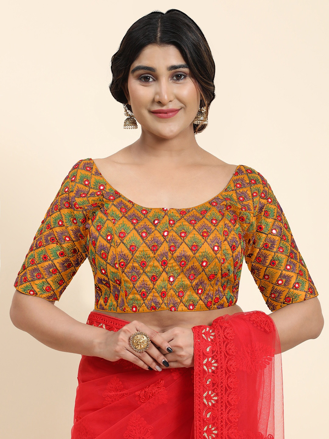 

Kasak Embroidered Saree Blouse, Yellow