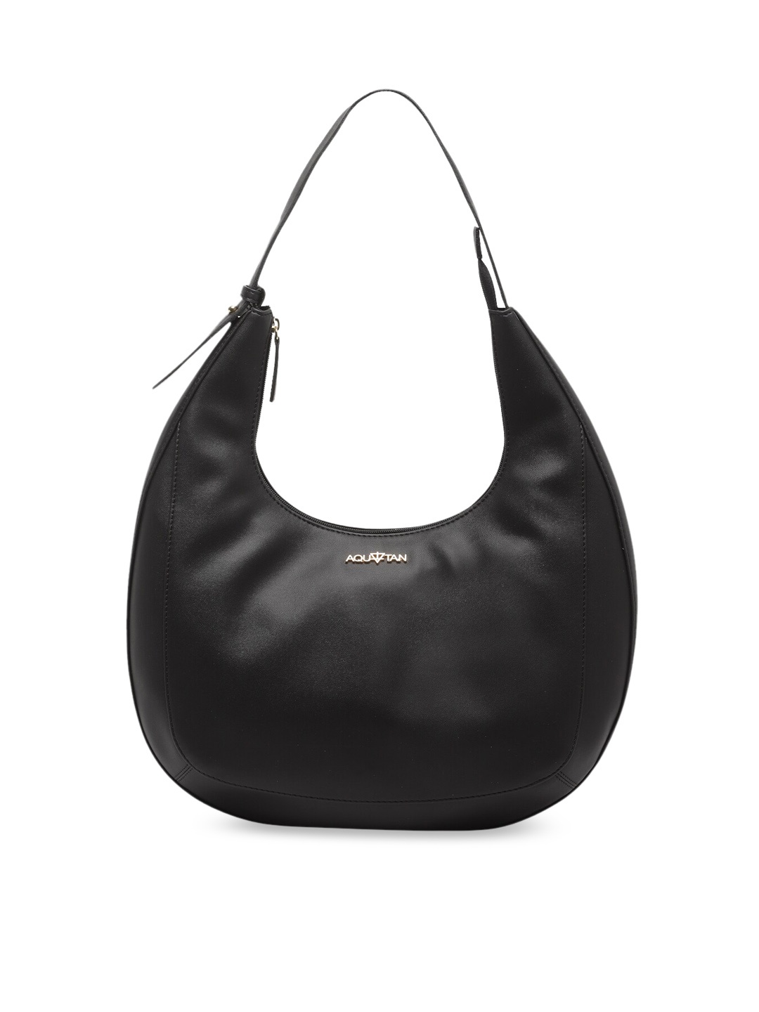 

AQUATAN Textured PU Oversized Structured Hobo Bag with Tasselled, Black