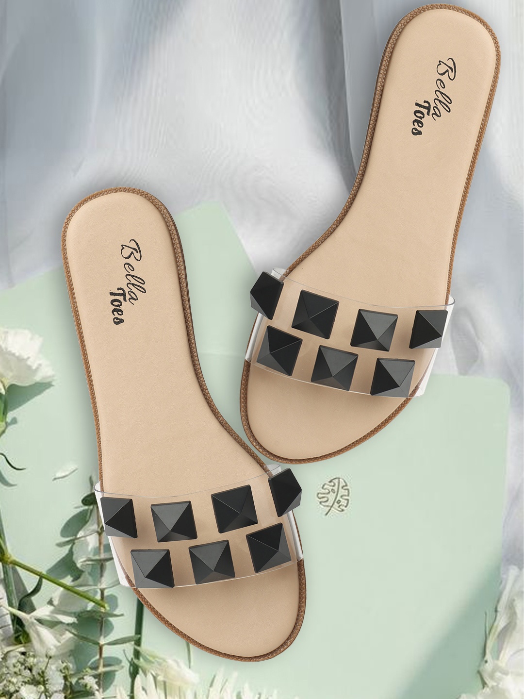 

Bella Toes Open Toe Flats, Black