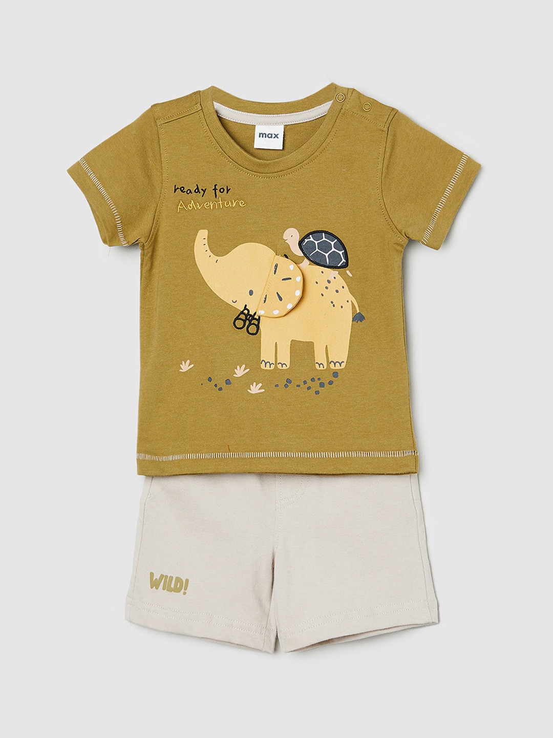 

max Boys Graphic Printed Pure Cotton Night suit, Mustard
