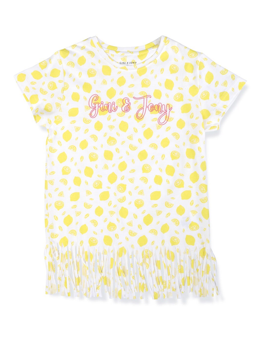 

Gini and Jony Conversational Printed Cut Out Detail Cotton Top, Yellow