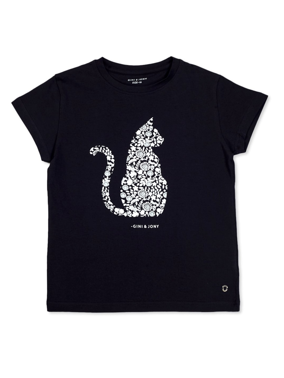 

Gini and Jony Infant Girls Graphic Printed Cotton T-Shirt, Black