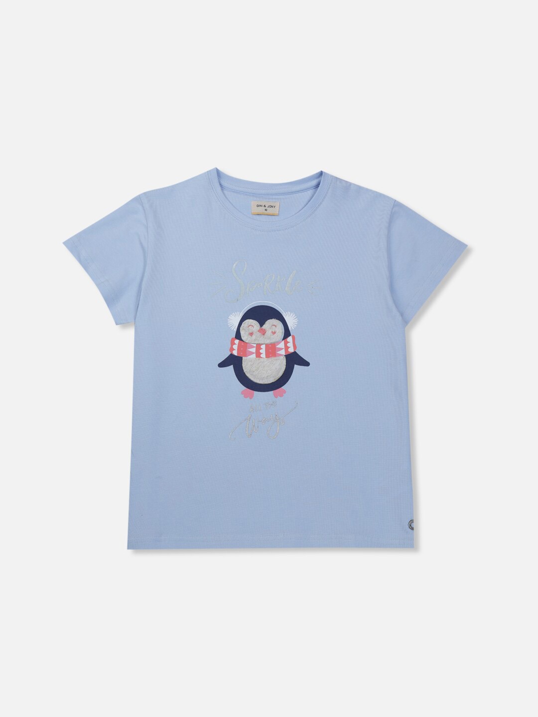 

Gini and Jony Girls Graphic Printed Cotton T-Shirt, Blue