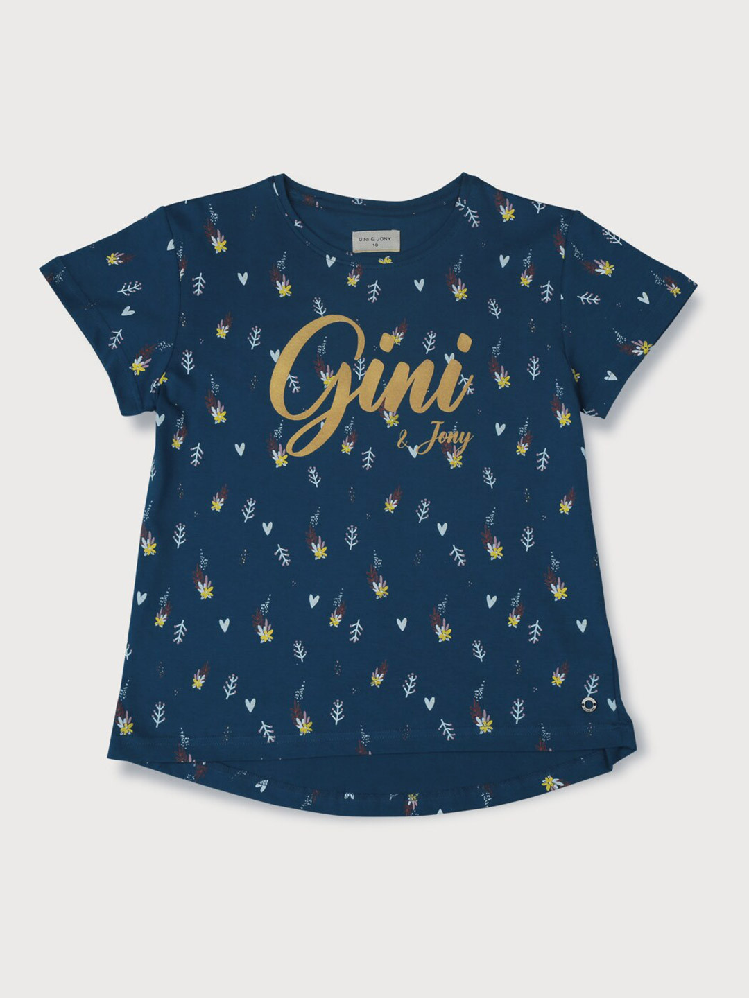 

Gini and Jony Girls Floral Printed Cotton T-Shirt, Green