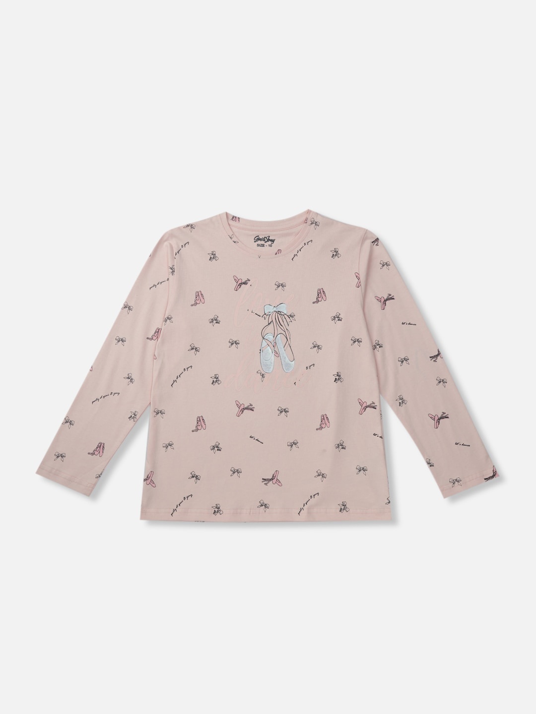 

Gini and Jony Girls Graphic Printed Cotton T-Shirt, Peach