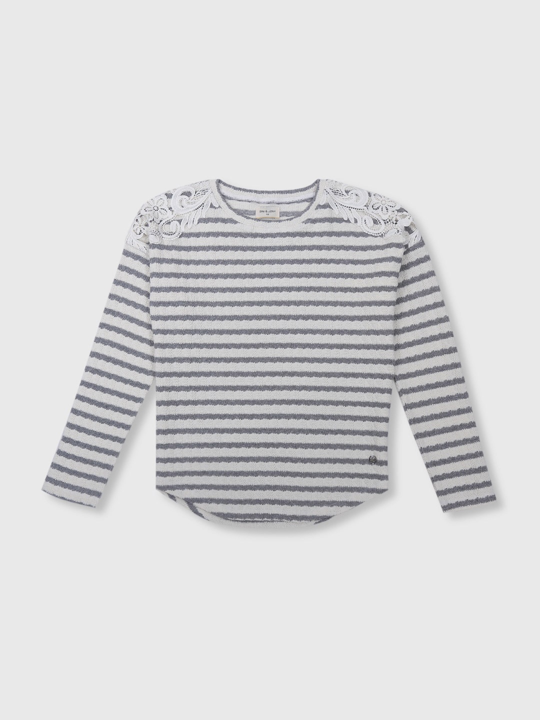 

Gini and Jony Girls Striped Cotton T-Shirt, Grey