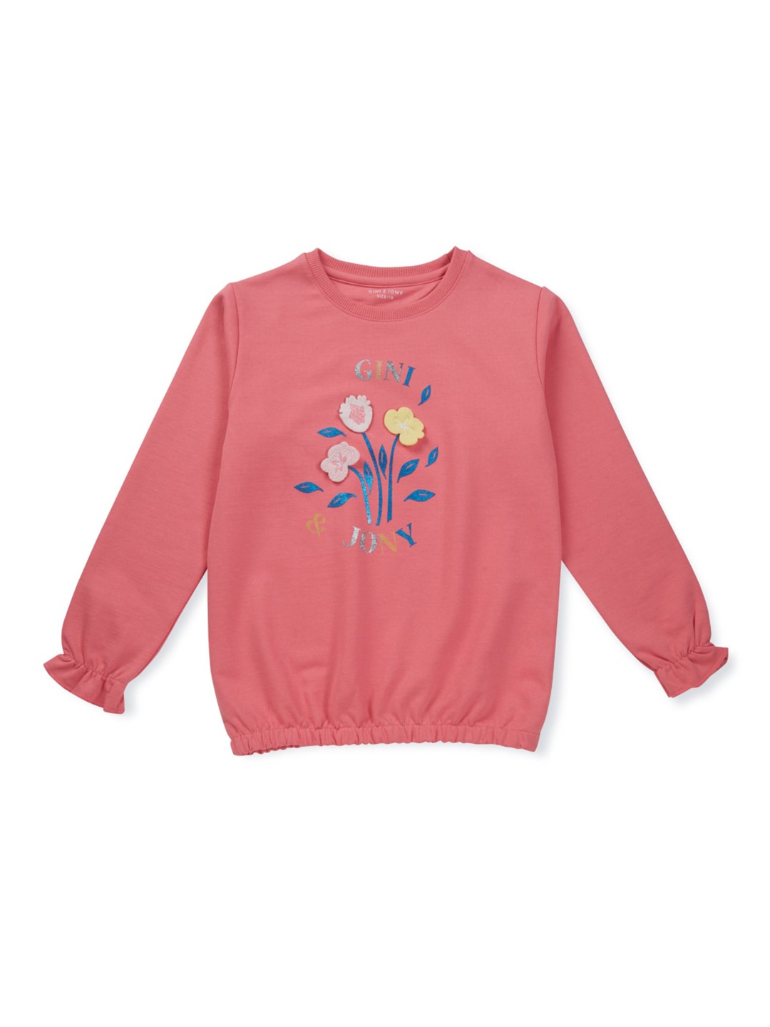 

Gini and Jony Girls Floral Printed Cotton Top, Pink