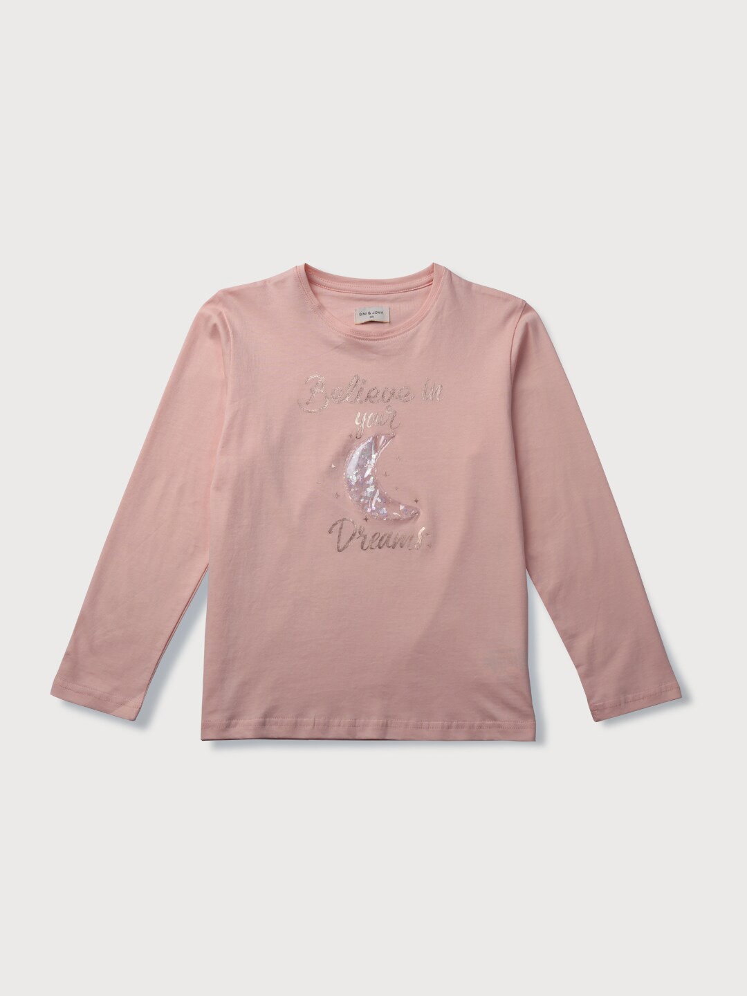 

Gini and Jony Infant Girls Pack of 2 Typography Printed Top, Peach